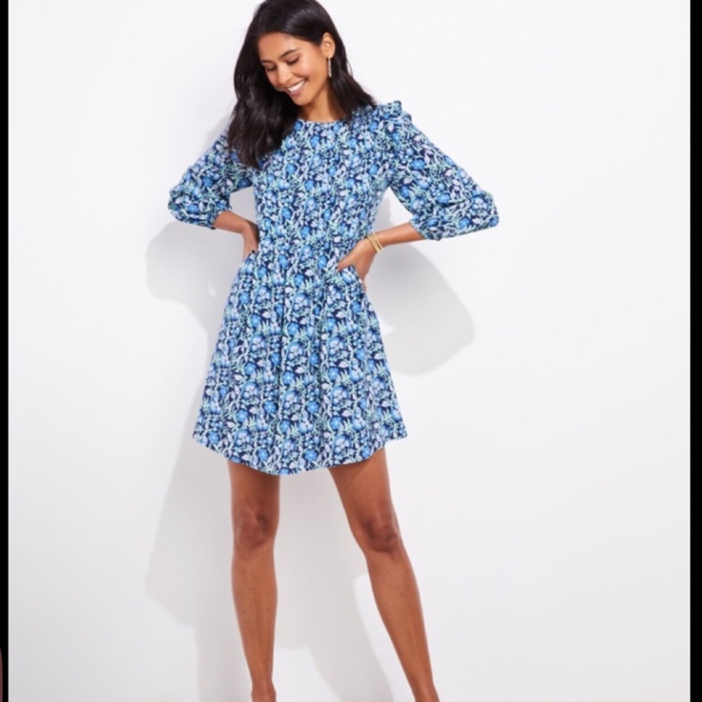 Vineyard Vines Blue Floral Long Sleeve Dress (NWT)